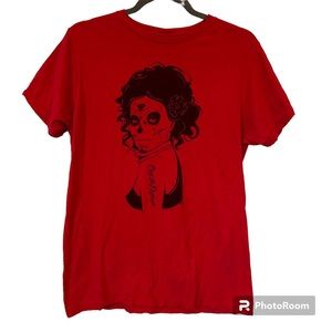 Sugar Skull Cinco De Mayo Red Graphic Tee Shirt M C1